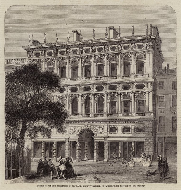 Büros der Life Association of Scotland, kürzlich errichtet, in der Princes-Street, Edinburgh von Charles Landelle