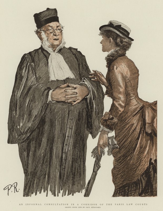 Eine informelle Beratung in einem Korridor des Pariser Justizpalastes von Charles Paul Renouard