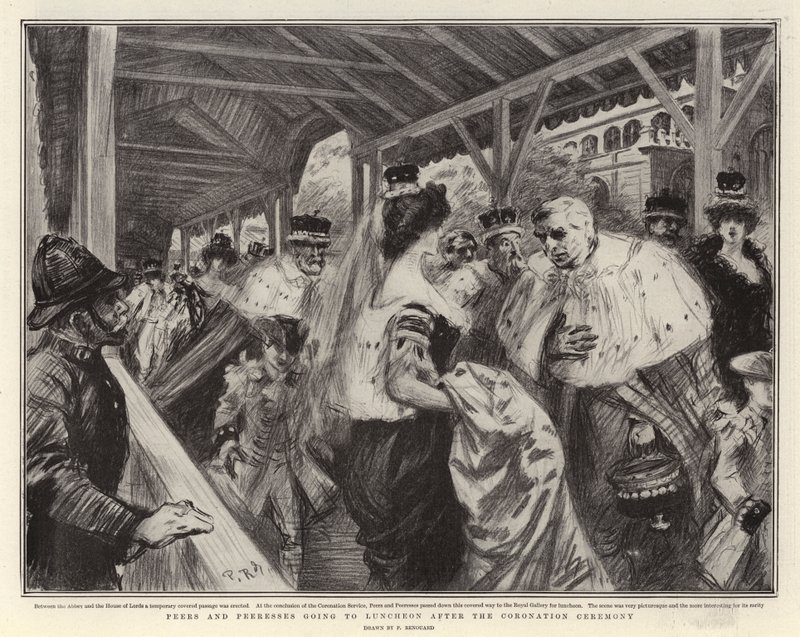 Peers und Peeressen gehen nach der Krönungszeremonie zum Mittagessen von Charles Paul Renouard