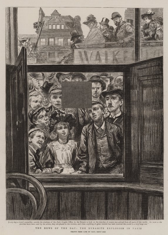 Die Nachricht des Tages, die Dynamitexplosion in Paris von Charles Paul Renouard