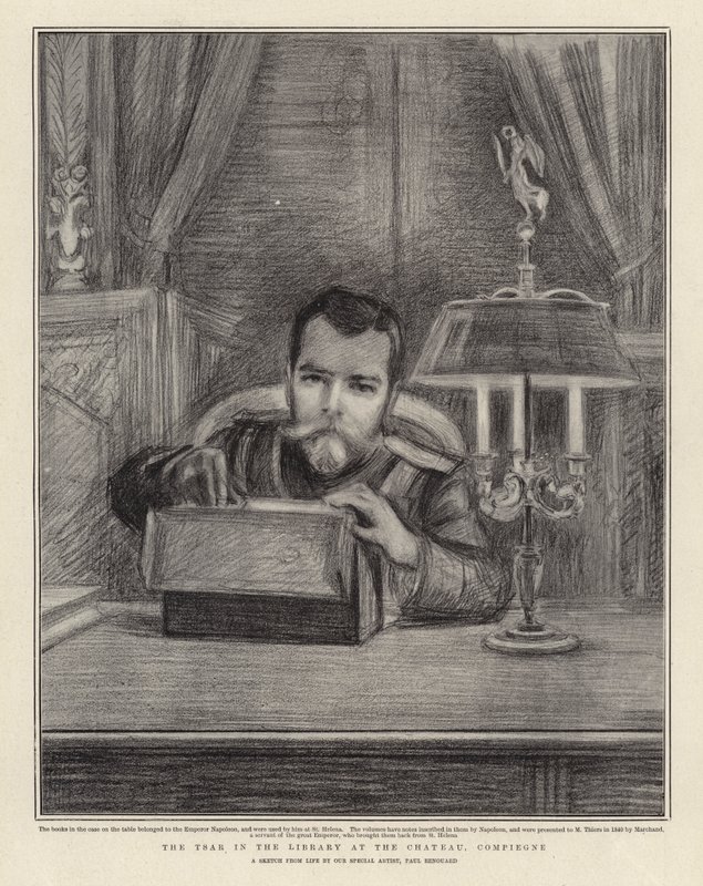 Der Zar in der Bibliothek im Schloss, Compiegne von Charles Paul Renouard