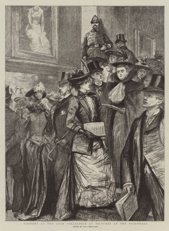 Besucher bei der Leihsammlung von Bildern in der Guildhall von Charles Paul Renouard