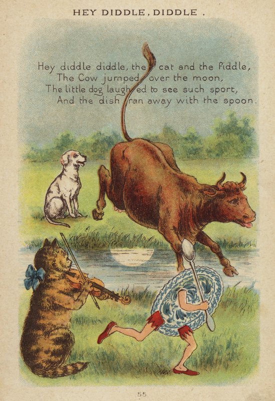 Kinderlied: Hey Diddle, Diddle (Chromolithografie) von Constance Haslewood
