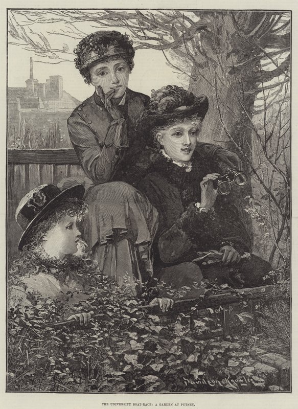 Das Universitäts-Bootsrennen, Ein Garten in Putney von Davidson Knowles