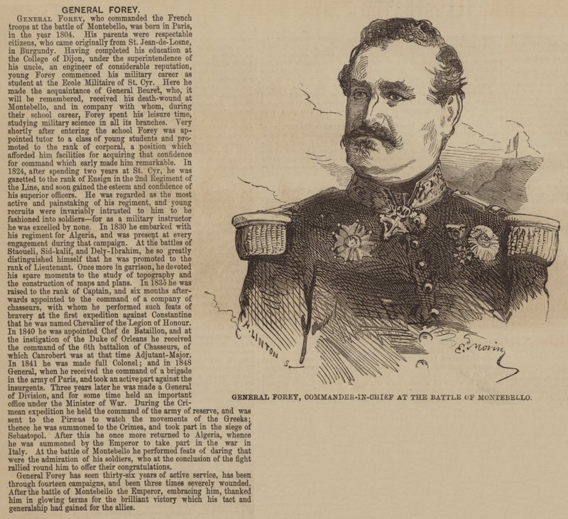 General Forey, Oberbefehlshaber in der Schlacht von Montebello von Edmond Morin