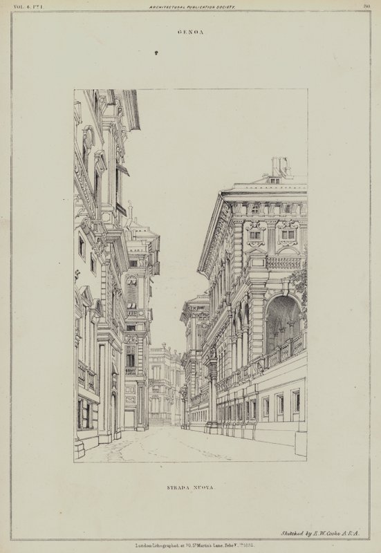 Strada Nuova, Genua, Italien (Lithografie) von Edward William (after) Cooke