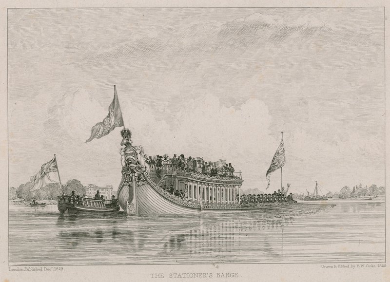 Das Barge des Schreibwarenhändlers, Themse, London von Edward William Cooke