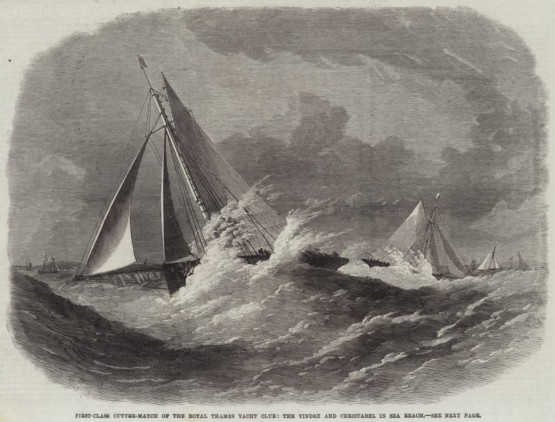 Erstklassiges Cutter-Rennen des Royal Thames Yacht Club, die Vindex und Christabel in Sea Reach von Edwin Weedon