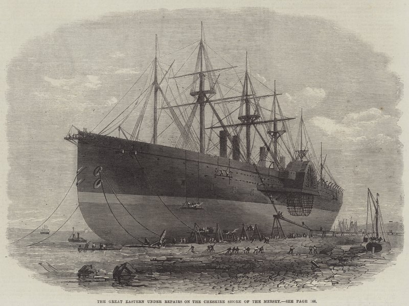 Die Great Eastern in Reparatur am Cheshire-Ufer der Mersey von Edwin Weedon