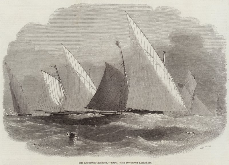Die Regatta von Lowestoft, Wettkampf mit Lowestoft Lateeners von Edwin Weedon
