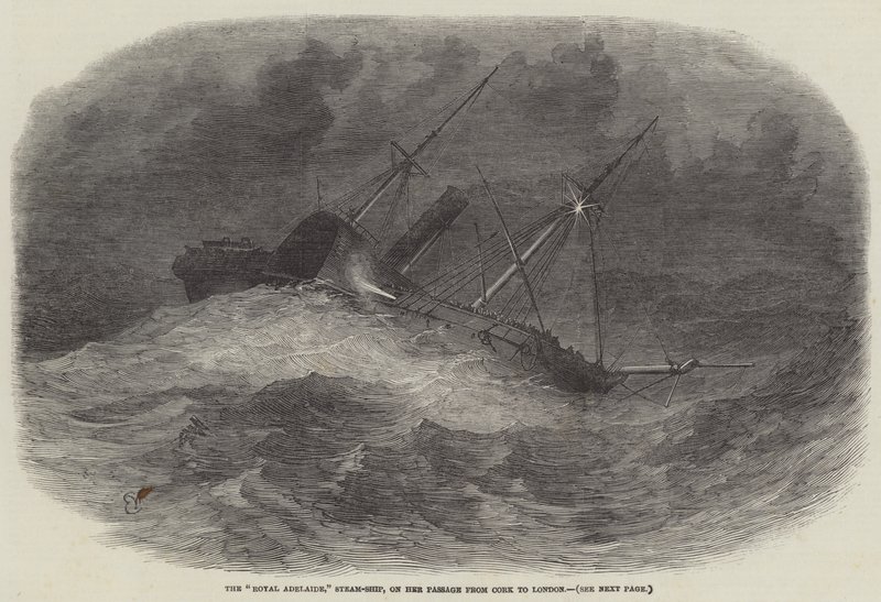 Die Royal Adelaide, Dampfschiff, auf ihrer Fahrt von Cork nach London von Edwin Weedon