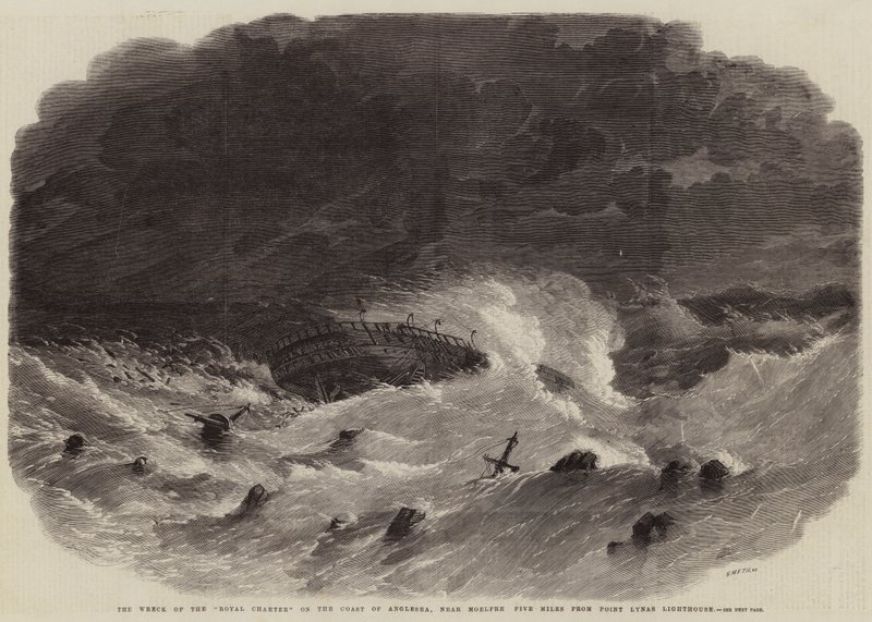 Das Wrack der Royal Charter an der Küste von Anglesea, nahe Moelfre, fünf Meilen vom Point Lynas Leuchtturm entfernt von Edwin Weedon