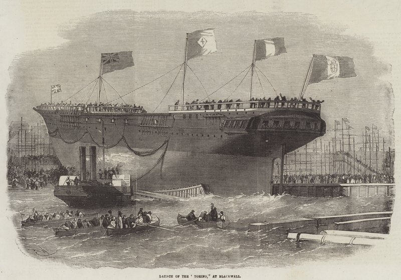 Stapellauf der Torino, in Blackwall von Edwin Weedon