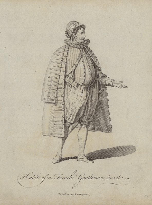 Kleidung eines französischen Gentlemans im Jahr 1581 von English School