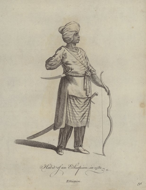 Kleidung eines Äthiopiers im Jahr 1581 von English School