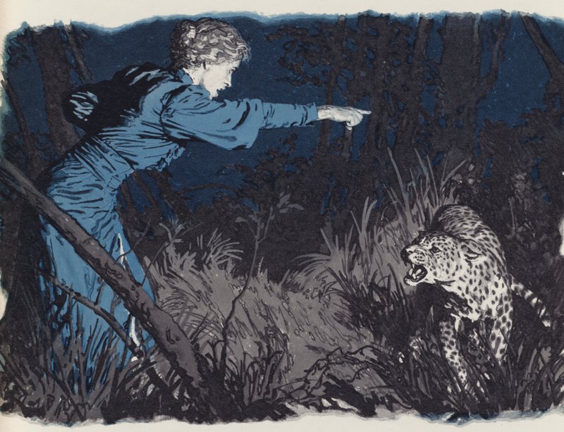 Mary Kingsley trotzt einem freilaufenden Leoparden von English School