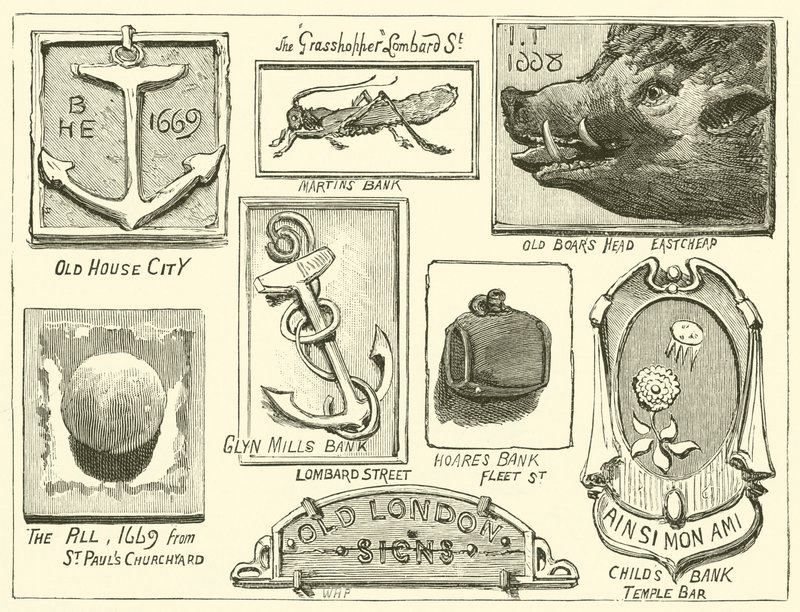 Alte Londoner Schilder von English School