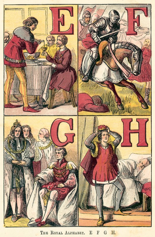 Das königliche Alphabet, E, F, G, H von English School