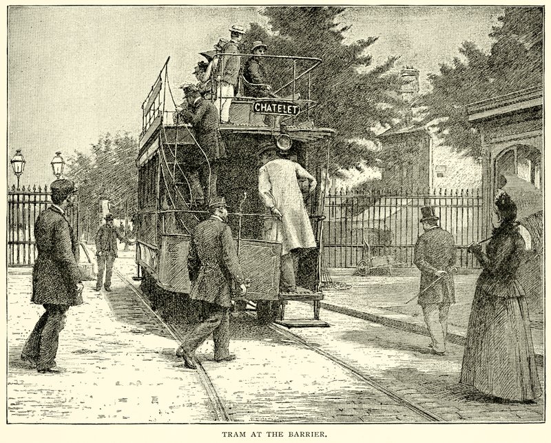 Straßenbahn an der Barriere von English School