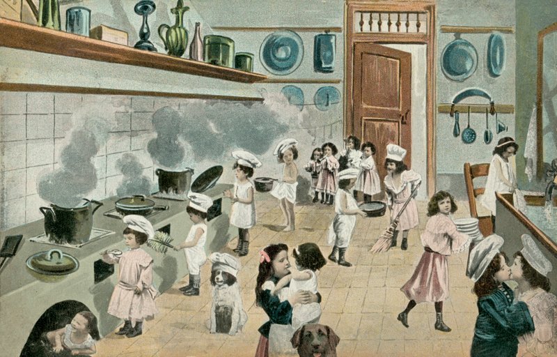 Mädchen kochen in der Küche von English Photographer