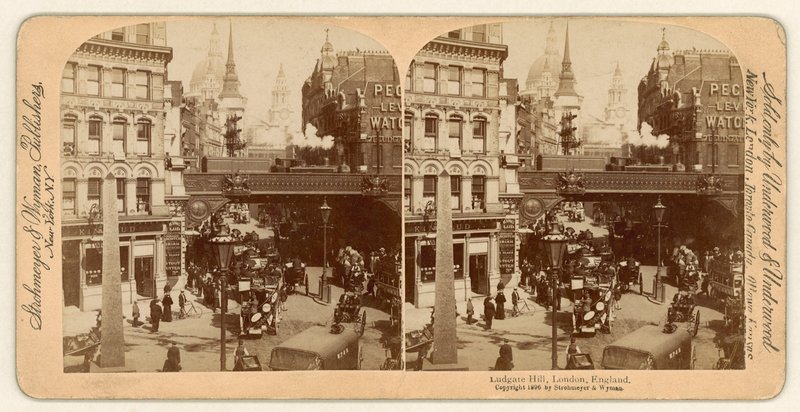 Ludgate Hill, stereoskopische Ansicht von English Photographer