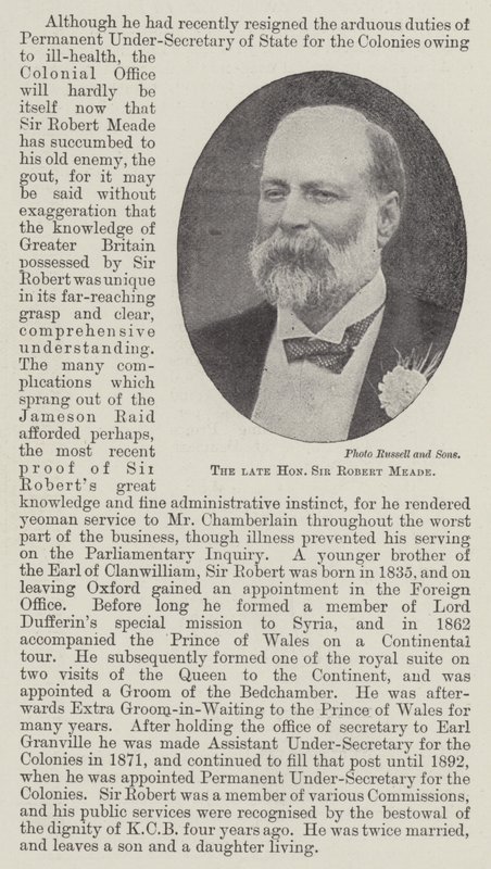Der verstorbene ehrenwerte Sir Robert Meade von English Photographer
