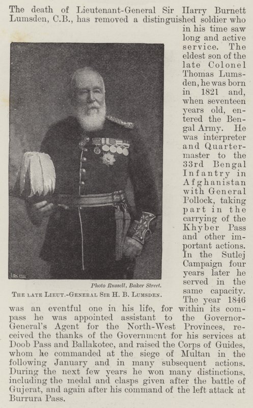 Der verstorbene Generalleutnant Sir H B Lumsden von English Photographer