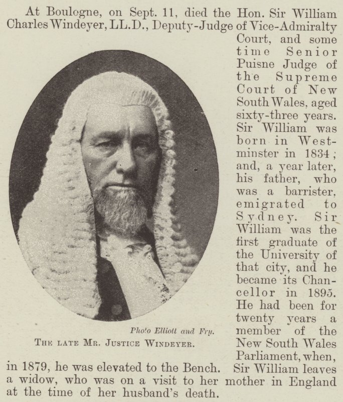 Der verstorbene Mr. Justice Windeyer von English Photographer