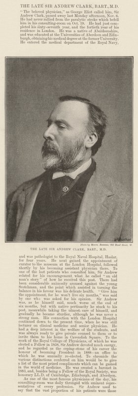 Der verstorbene Sir Andrew Clark, Baronet, MD von English Photographer