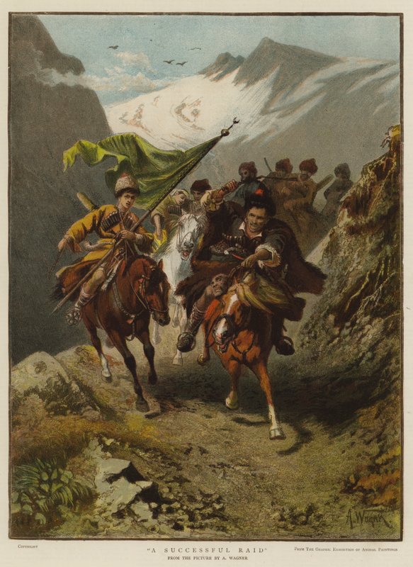 Ein erfolgreicher Überfall (Farblithografie) von English School