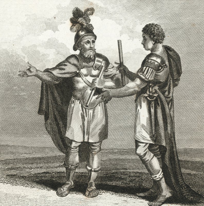 Ein Treffen zwischen Scipio und Hannibal (Gravur) von English School