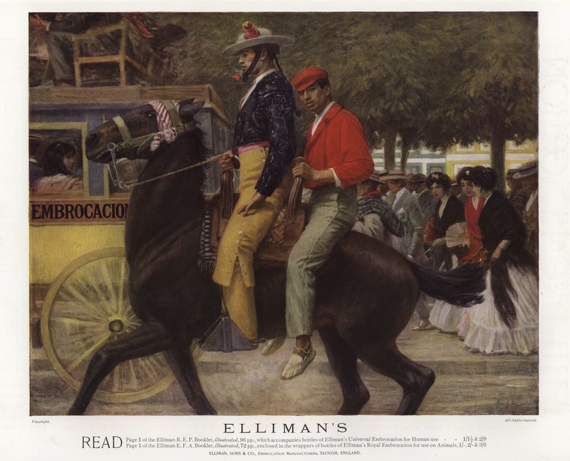 Werbung für Ellimans Universal Embrocation von English School