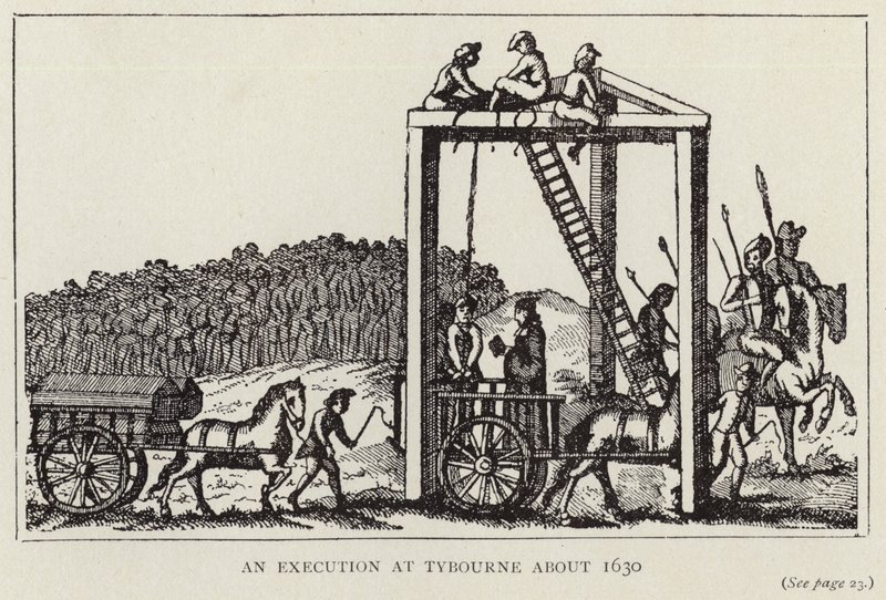 Eine Hinrichtung in Tybourne um 1630 von English School
