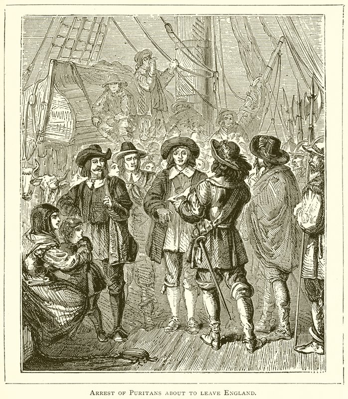 Verhaftung von Puritanern, die England verlassen wollten von English School
