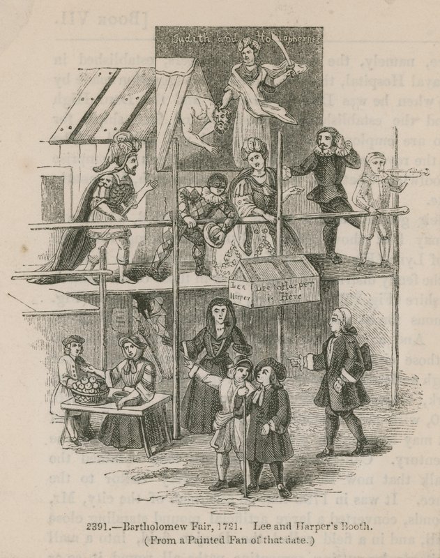 Bartholomäus-Jahrmarkt, 1721; Lee und Harpers Bude von English School