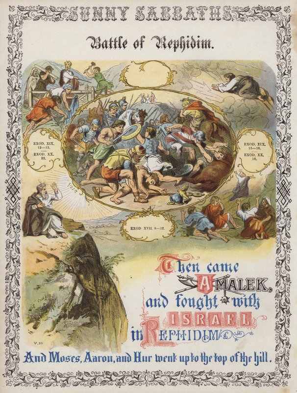 Schlacht von Rephidim (farbige Gravur) von English School