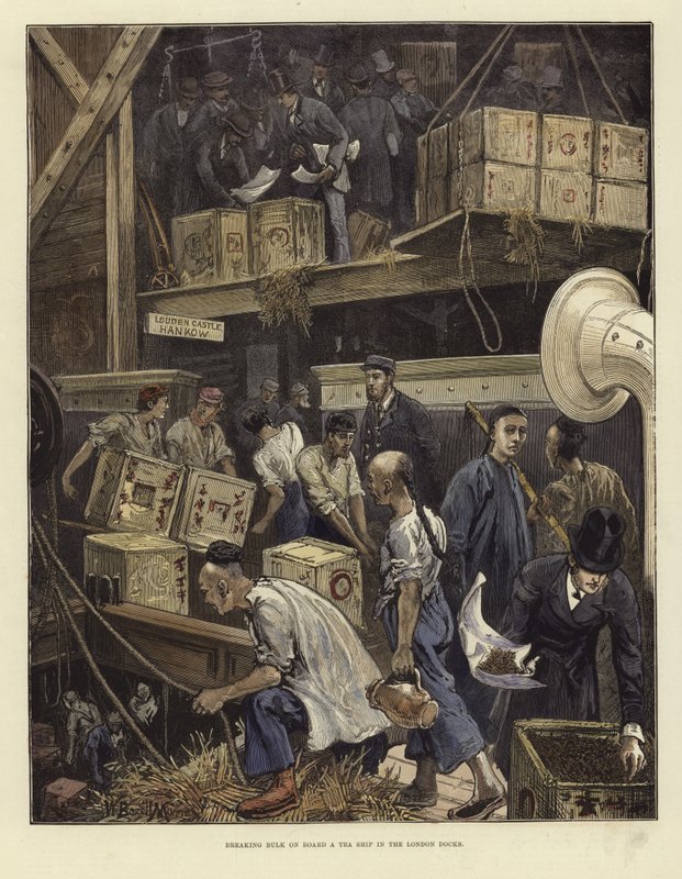 Ladung auf einem Teeschiff brechen von English School