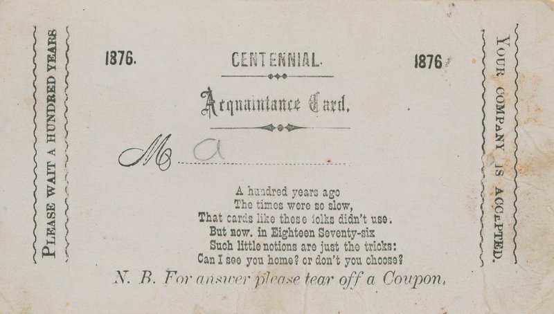 Centennial Bekanntschaftskarte von English School