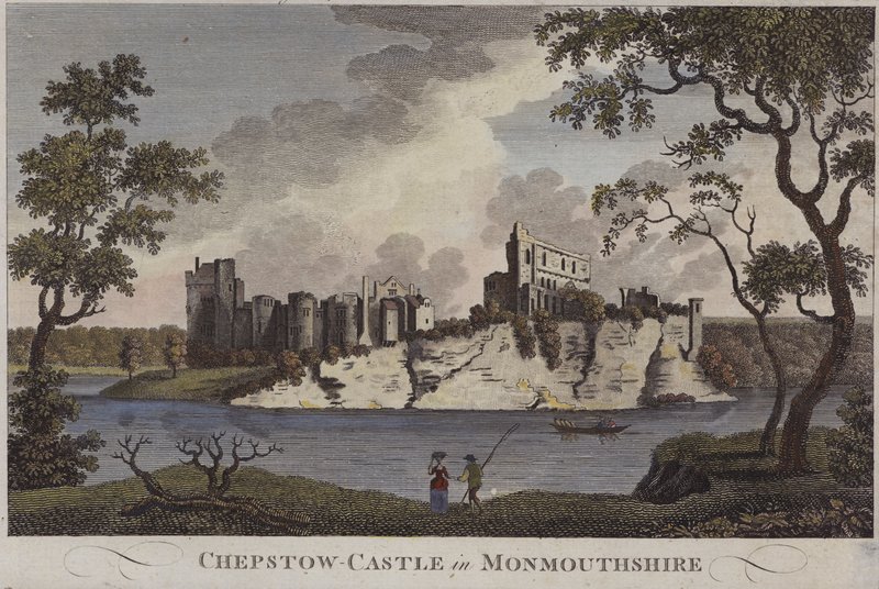 Chepstow Castle, Monmouthshire (farbige Gravur) von English School