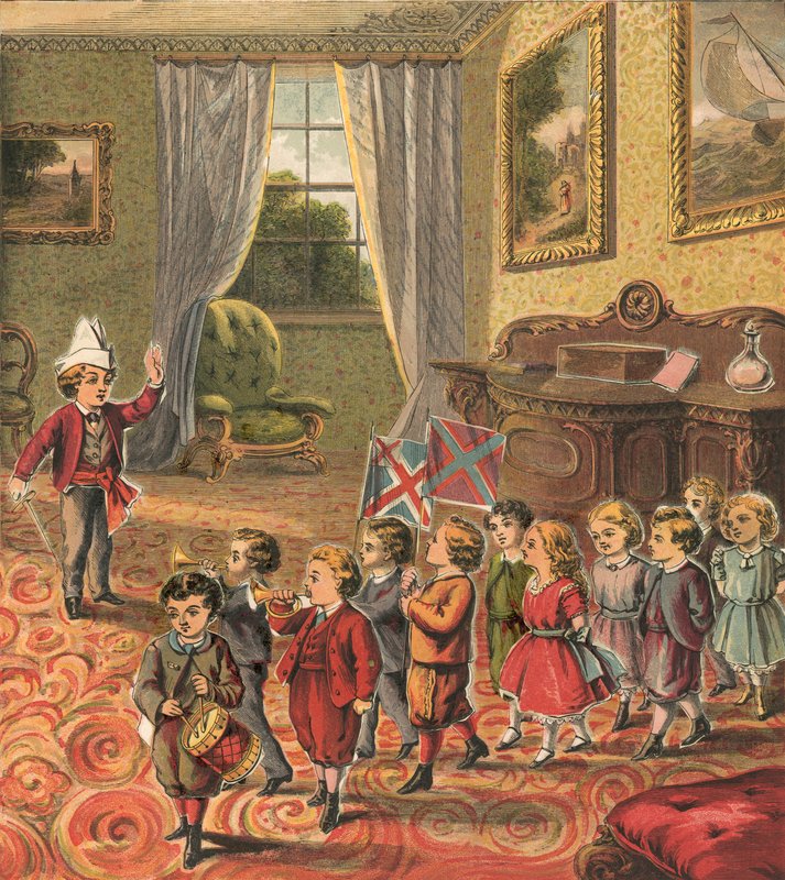 Kinder spielen Soldaten von English School
