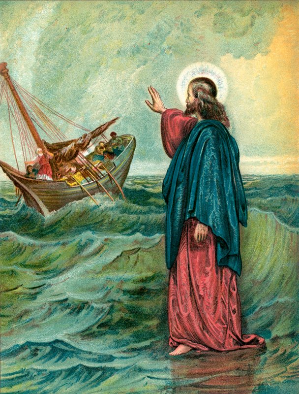 Christus geht auf dem Meer von English School