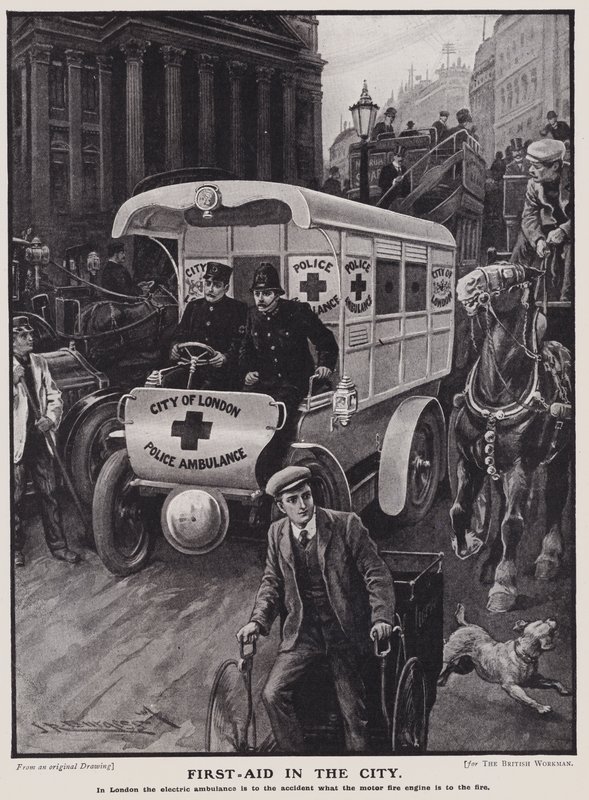 Elektrischer Krankenwagen der City of London Police von English School