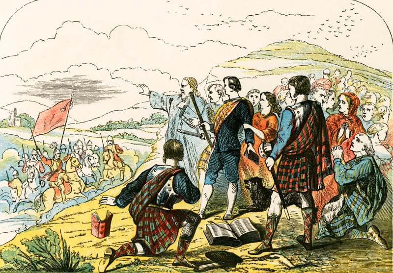 Covenanters von den Truppen des Königs angegriffen von English School