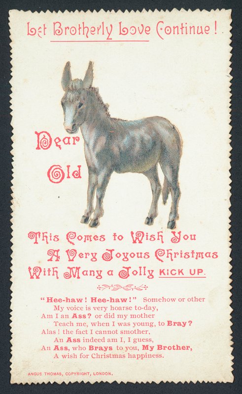 Esel, Weihnachtskarte von English School