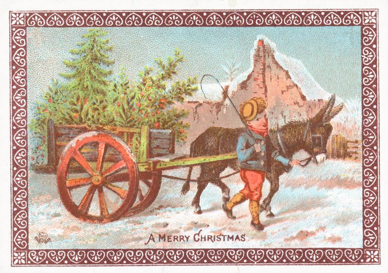 Esel zieht Wagen, Weihnachtskarte von English School