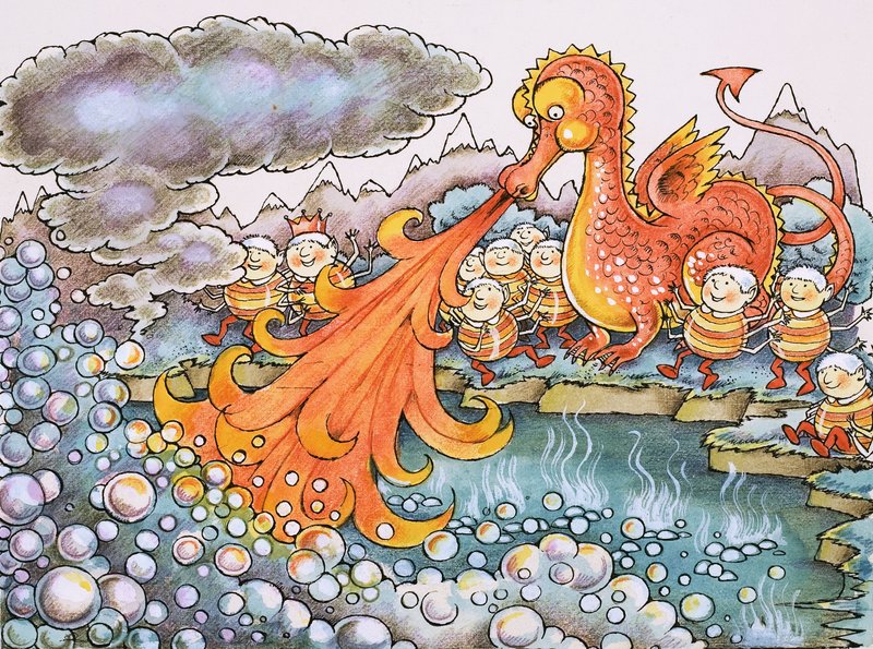 Drache speit Feuer von English School