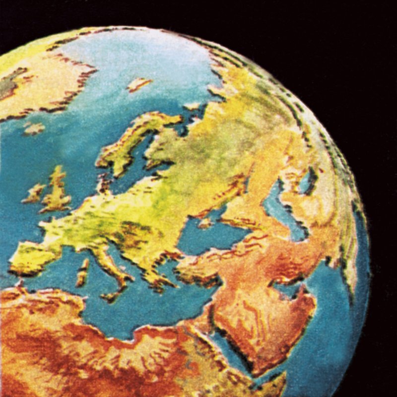 Erde, wie sie 1965 aus dem Weltraum vorgestellt wurde von English School