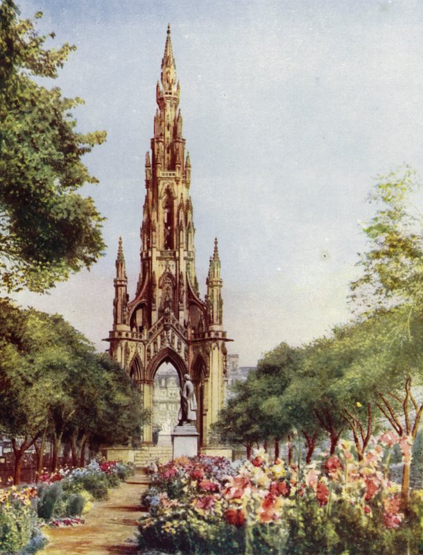 Edinburgh, Sir Walter Scotts Denkmal (Farblithografie) von English School
