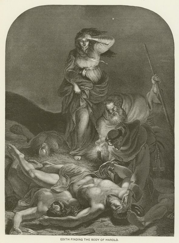 Edith findet den Körper von Harold (Gravur) von English School