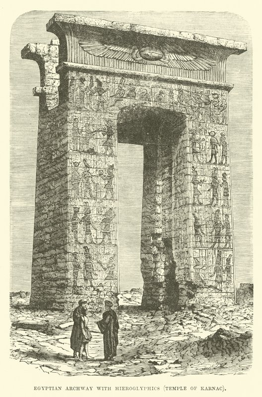 Ägyptischer Torbogen mit Hieroglyphen, Tempel von Karnak von English School